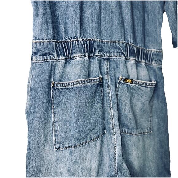 Lee Union Alls Jumpsuit Sz Small Blue Light Denim Modern Retro Overalls Utility - Picture 7 of 11
